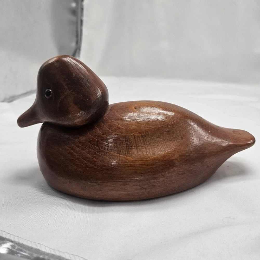 Hand Carved Wooden Duck Decoy Figurine Folk Art Signed DON KERN